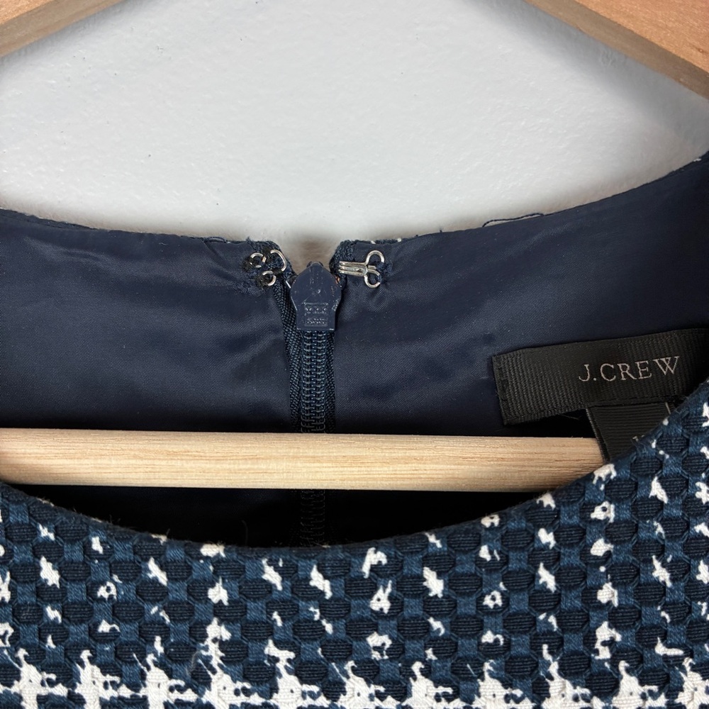 J.Crew Women's 12 Sheath Dress Navy White Check‎ Tweed Work Cocktail Timeless - Picture 8 of 14